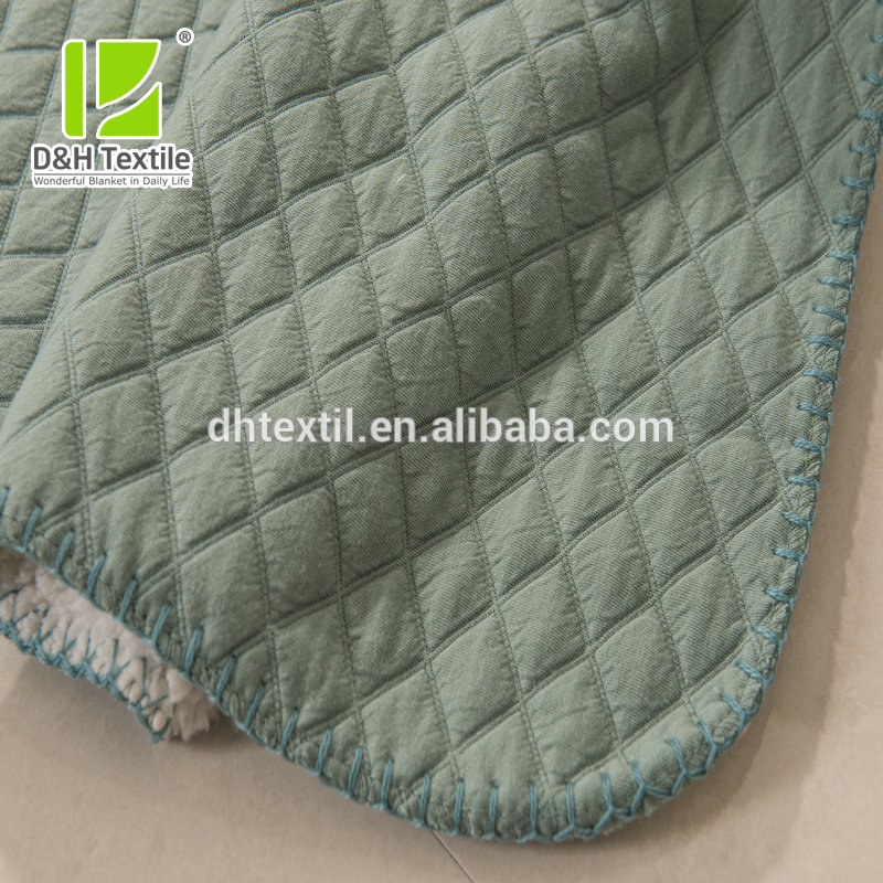 Flannel Jacquard Plaid Air Blankets For Winter Double Layer Queen Size