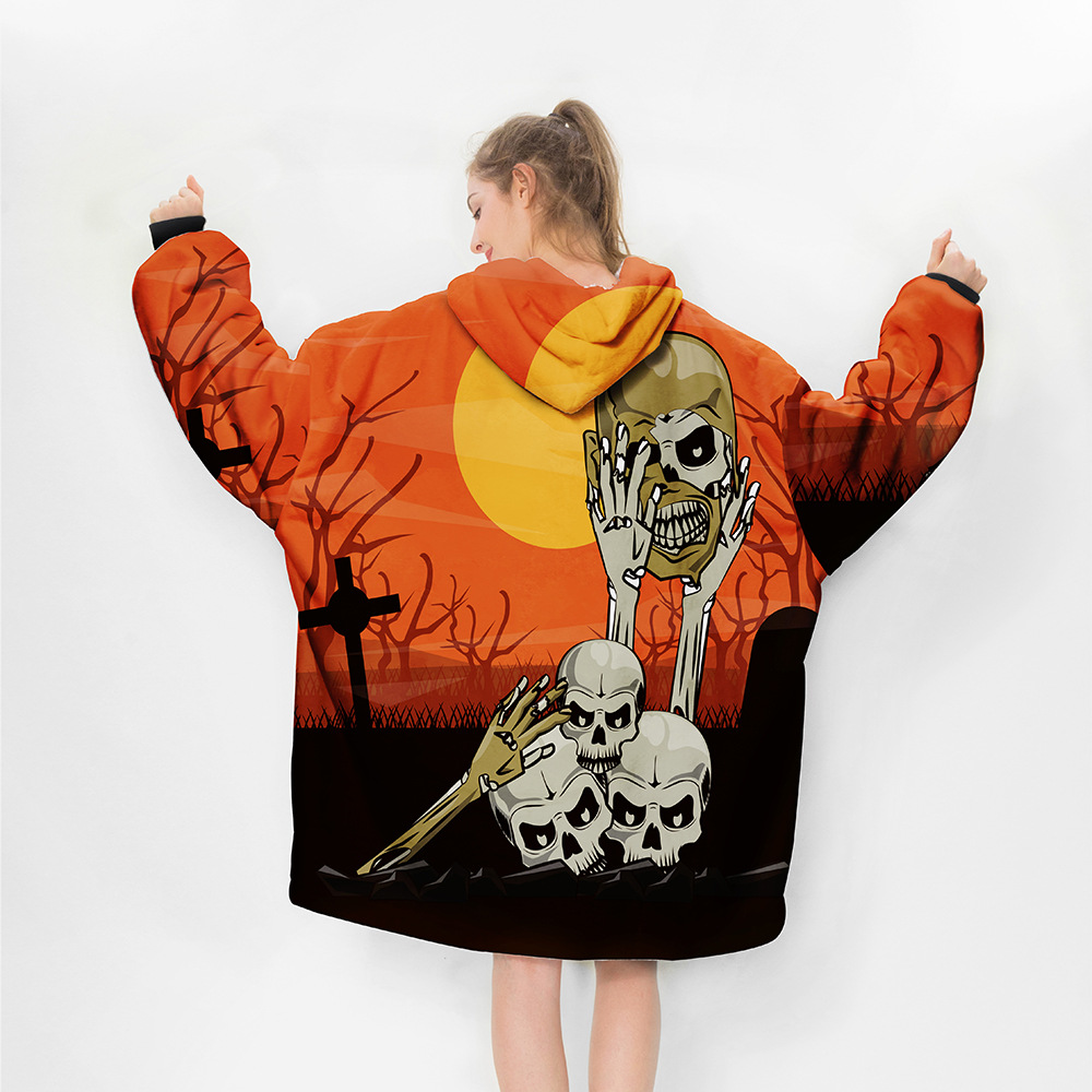 Wholesale Custom Oversize Sweatshirt Blanket Halloween Hooded Blankets